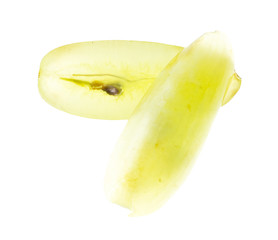 Sliced green grape isolated on a white background