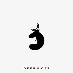 Deer Cat Illustration Vector Template