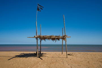 Water of Regencia Beach polluted by the mining disaster of Bento Rodrigues dam disaster at Vale do Rio Doce mining company, in Minas Gerais, Brazil