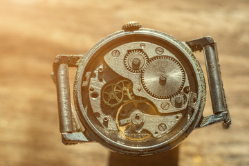 Watchmaker is repairing the wristwatch, mechanical watch