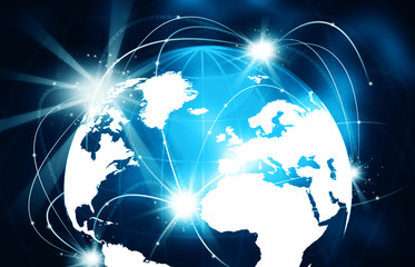 Global communication network. Telecommunication. 3d illustration