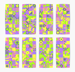 Simple banner of decorative patterns colored geometric composition flat style