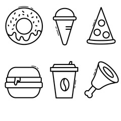 fast food Icons on white background
