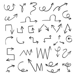 Hand drawn arrow set. Sketched arrows isolated. Doodle drawing