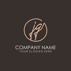 JG initials signature logo. Handwritten vector logo template connected to a circle. Hand drawn Calligraphy lettering Vector illustration.