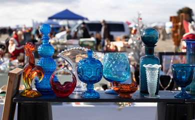Vintage glass at flea market.