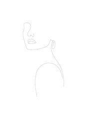 Abstract Woman face one line drawing. Portrait minimalist style. vector illustration 