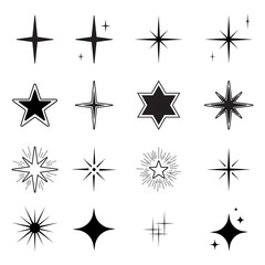 Sparkles white line collection. Sparks vector icons set.