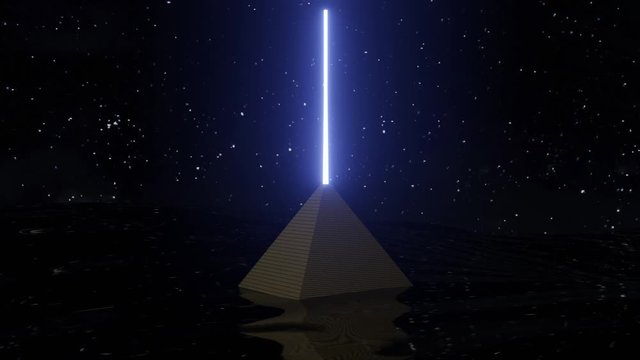 Looping 360 spin. Egypt Ancient alien pyramid with laser communication to a distant planet