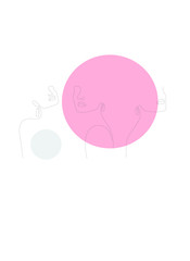 abstract vector illustration portrait of three women. minimalistic portrait. continuous line