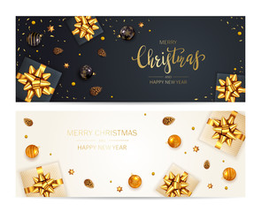 Naklejka premium Black and White Christmas Banners