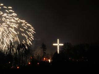 Colorful fireworks at holiday night