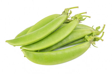 Fresh Green peas or sugar snap peas isolated on white background