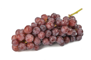 bunch of ripe and juicy red grapes isolated on white background