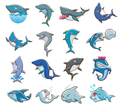 shark vector set collection graphic clipart design