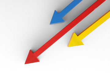 景気の上昇と下降の棒グラフと矢印
