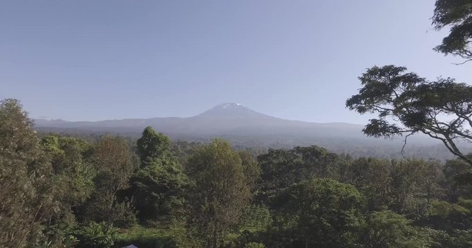 Drone video of Tanzania Mt. Kilimanjaro in morning haze