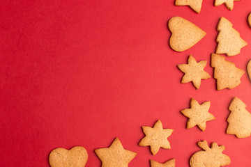 red background with ginger biscuits