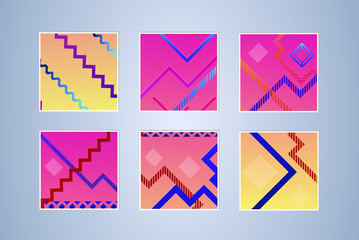 Abstract vector covers design with line, gradient and vibrant color. Simply geometric background