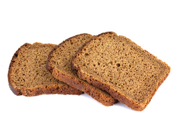 sliced of rye bread, isolated on a white background