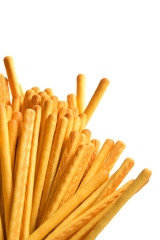 Cheese bread sticks isolated on white background.