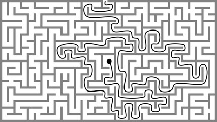 Rectangle maze with solution. Vector illustration.