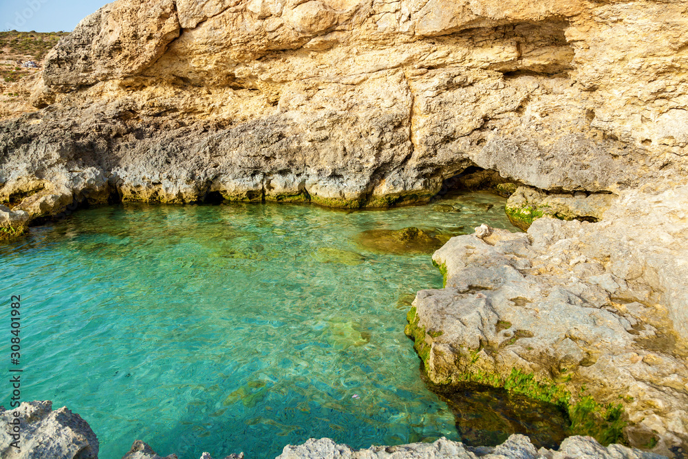 Wall mural pure crystal water of blue lagoon on malta