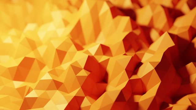 Warm animated abstract background in low-poly with depth of field