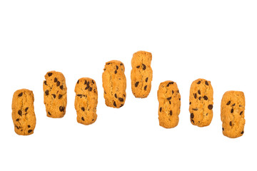 Chocolate chip cookies isolated on white background.