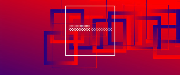 Abstract background with simple square or rectangle geometrical shapes. Geometric template with fluid gradients. Line design, technology concept. Vector Illustration For Wallpaper, Banner Background