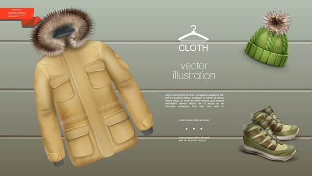 Realistic Mens Winter Clothes Template
