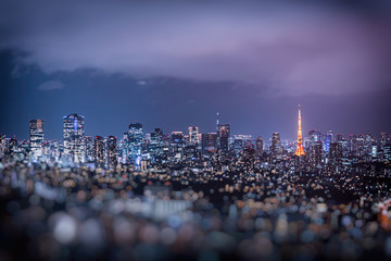 ぼかして撮影した東京港区の夜景 - obrazy, fototapety, plakaty