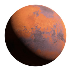 Naklejka premium planet Mars in natural colors isolated on white background