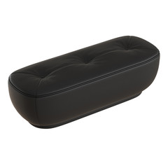 Black leather upholstered bench on an isolated background. 3d rendering