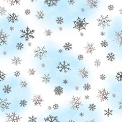 Snowflakes pattern , silver snowflake on blue background 