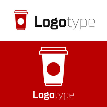 Red Coffee Cup Icon Isolated On White Background. Disposable Coffee Cup With Hot Coffee. Logo Design Template Element. Vector Illustration