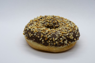 doughnuts in chocolate glaze on a white background