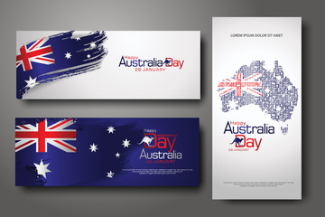 Obraz na płótnie Canvas Happy Australia Day Celebration vertical and horizontal banner Background set.