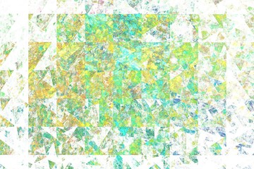 Computer generated abstract fractal background in white, blue, green, turquoise and yellow tones