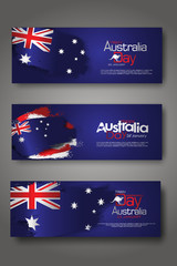 Happy Australia Day Celebration horizontal banner Background set.