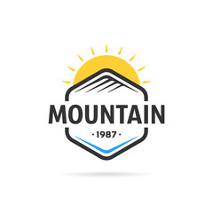 mountain in hexagon template logo