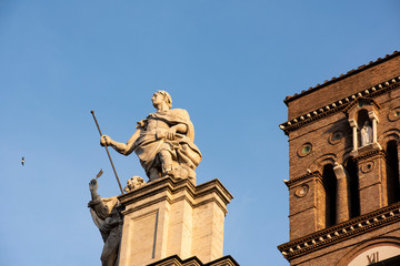 Fototapeta na wymiar statues of the ancient Basilica of Santa Croce in Gerusalemme in Rome