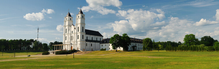 Fototapeta na wymiar Panoramic view of the majestic Aglona Cathedral in Latvia