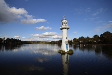 Lighthouse on the lake at Roath Park, Cardiff