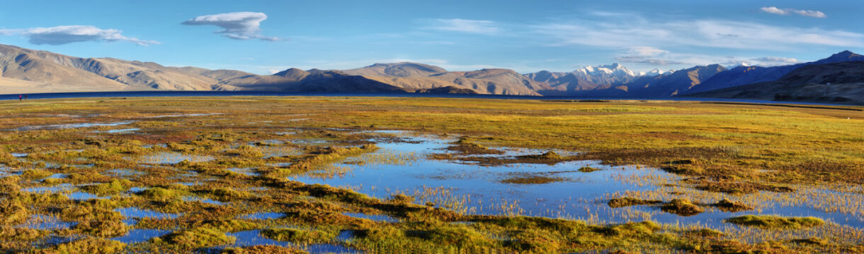 Himalayan lake Tso Moriri in the afternoon. Korzok, Ladakh, India