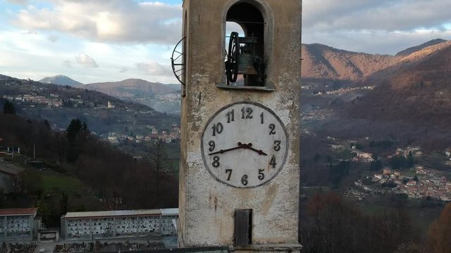 Landscape of Lake Como and Valle Intelvi from the bell tower of the church of Santa Maria Assunta in Schignano