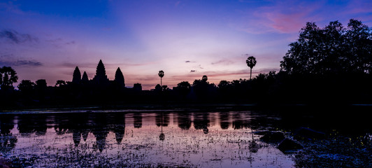 sunset at the world heritage place of Angkor Wat in Cambodia, Asia 