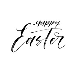 Happy Easter card. Hand drawn brush style modern calligraphy. Vector illustration of handwritten lettering. 