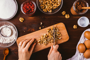 Homemade cooking process, flat lay