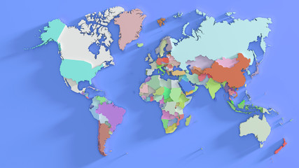 World map. Multicolor 3d rendering